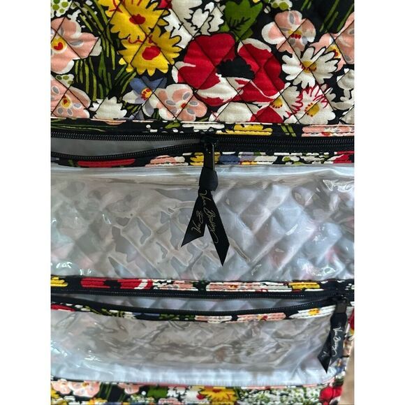 Vera Bradley quilted hanging travel cosmetic organizer bag poppy fields - Picture 7 of 8